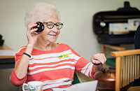 Group Theraapy Client enjoying music therapy session